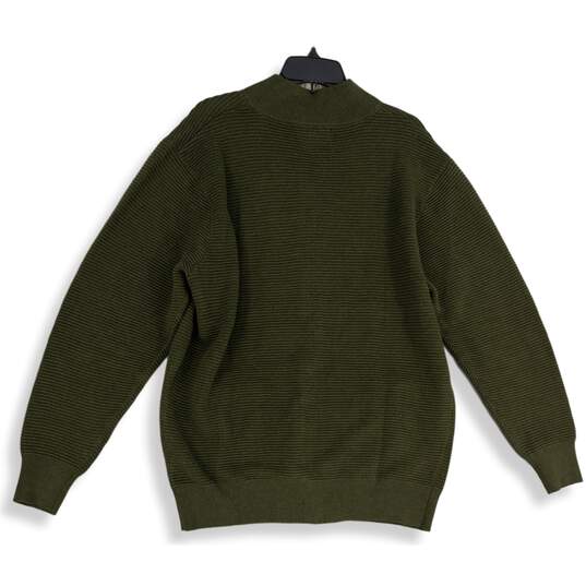 F/X Fusion Mens Green Ribbed Knitted Long Sleeve Full Zip Sweater Size Large image number 2
