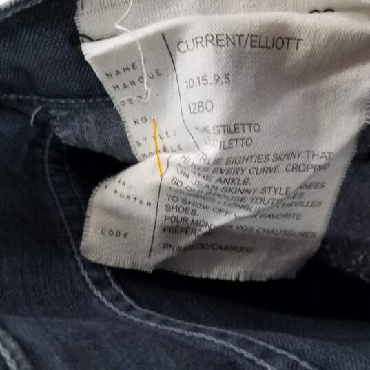 Current/Elliot Dark Blue/Black Leopard Print Jeans The Stiletto Size 28 image number 3