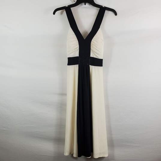 Eliza J Women Black & White Sleeveless Maxi Dress Sz 4P NWT image number 1