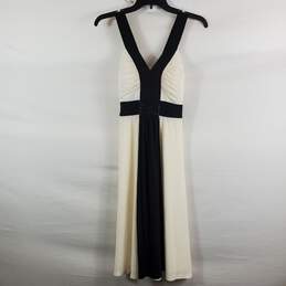 Eliza J Women Black & White Sleeveless Maxi Dress Sz 4P NWT