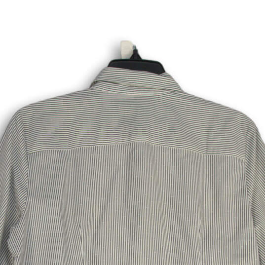 NWT Womens Gray White Striped Pointed Collar Button-Up Shirt Size 12 image number 4