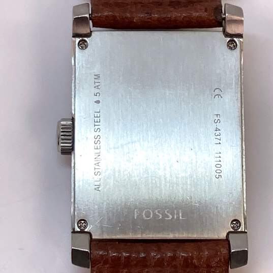 Designer Fossil FS-4371 Brown Stainless Steel Quartz Dress Wristwatch image number 4