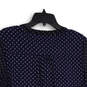 Womens Navy Blue Printed V-Neck Long Bell Sleeve Pullover Blouse Top Size L image number 4