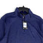 NWT Mens Blue Fleece Mock Neck 1/4 Zip Long Sleeve Pullover Sweater Sz XLT image number 3