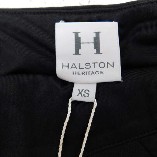 HALSTON Heritage Spaghetti Strap Empire Waist Rayon Blend Little Black Cocktail Dress Size XS with COA image number 7