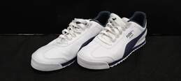 Puma Roma Men's White And Blue Leather Sneakers Size 9.5