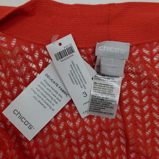 Chico's Red Open Stitch Cardigan Sweater Size 3(US XL) NWT image number 3