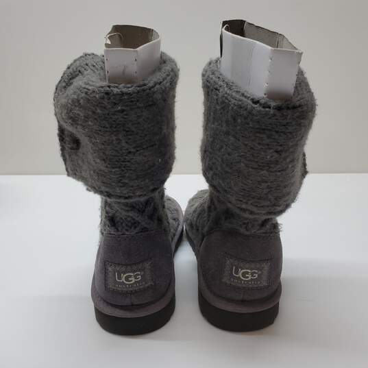 UGG Boots Womens Sz 3 Grey Lattice Cardy Pull on Foldover Buttons Winter image number 4