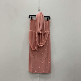 NWT Womens Pink Pearl Halter Neck Strapless Bodaycon Dress Size Medium