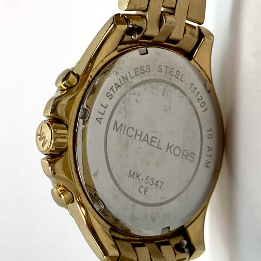 Designer Michael Kors MK-5347 Gold-Tone Glitz Quartz Wristwatch With Box image number 6