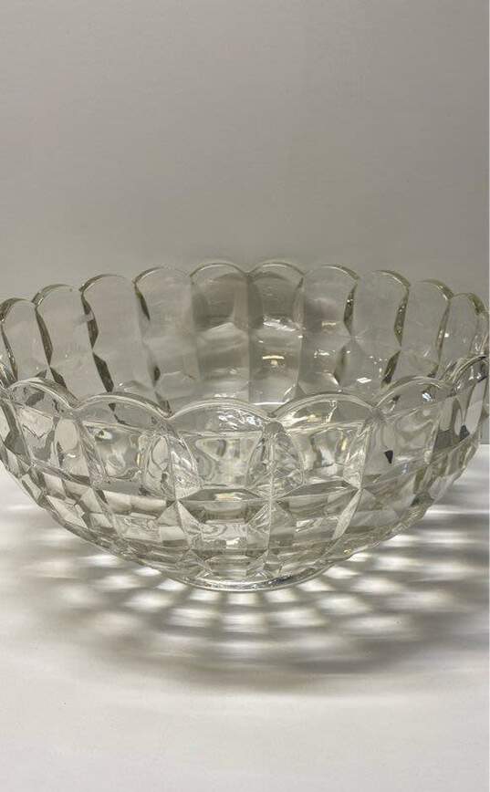 Punch Bowl Set of 12 Cups Vintage 14 in wide Glass Punch Bowl w/ Ladle image number 2