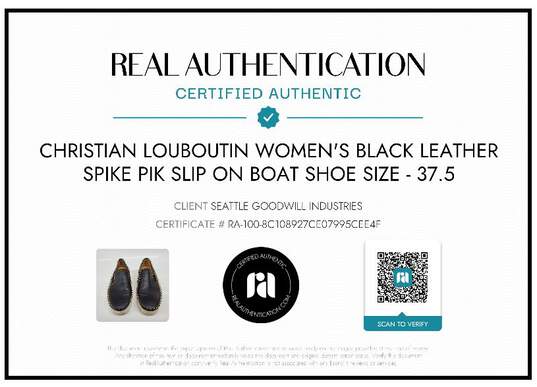 Christian Louboutin Women's Black Leather Spike Pick Slip On Shoe WM Size 37.5 image number 8