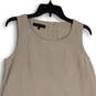 Womens Brown White Check Round Neck Sleeveless Shift Dress Size M Petite image number 3