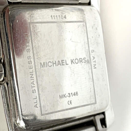 Designer Michael Kors MK-3146 Silver-Tone Stainless Steel Analog Wristwatch image number 4