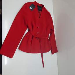 Wm Classiques Entier Red Blazer Belted Jacket Sz 12