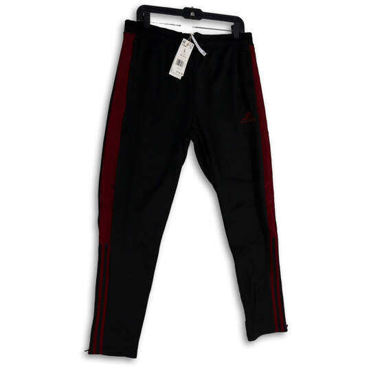 NWT Mens Black Red Tiro H59996 Striped Tapered Leg Track Pants Size Large image number 1