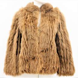 Vintage Women's Toasted Brown Rabbit Fur Shaved Pattern Coat
