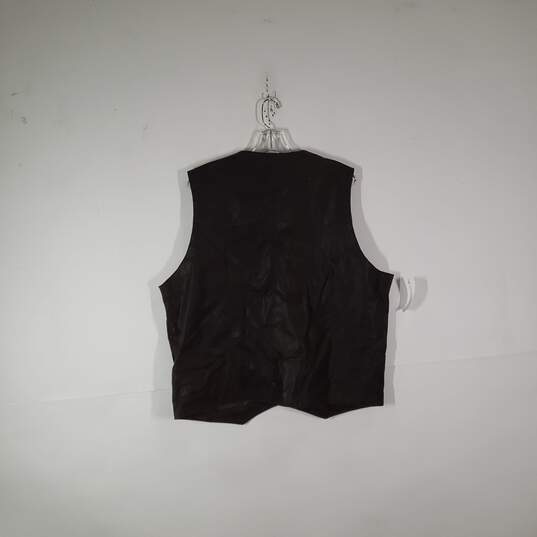 Mens Mid-Length Sleeveless Button Front Motorcycle Vest Size XXL image number 2