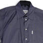 Mens Gray Pointed Collar Short Sleeve Pleated Button-Up Shirt Size Large image number 3