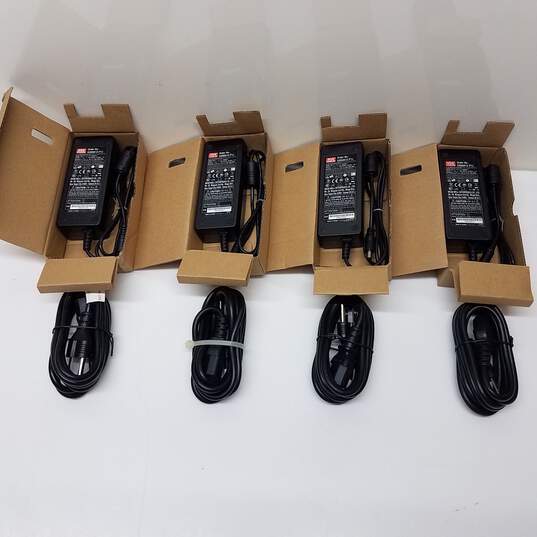 Lot of 4 Mean Well GS60A12-P1J AC/DC Power Supply Switching Adaptors & 4 NEMA 5-15P to IEC320C13 Power Cords NEW image number 1