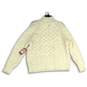 NWT Womens White Braided Long Sleeve Mock Neck Knitted Pullover Sweater Size M image number 2