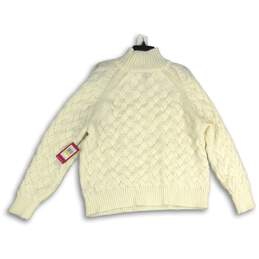 NWT Womens White Braided Long Sleeve Mock Neck Knitted Pullover Sweater Size M alternative image