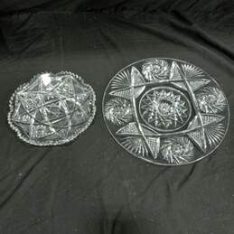2 Vintage Clear Cut Crystal Dishes