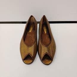 Amalfi Gold Open Toe Ballet Flats Women's Size 8.5