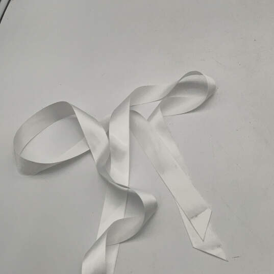 NWT Womens White Clear Rhinestone Bling Ribbon Sash Wedding Dress Belt image number 3