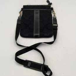 Coach Womens Black Signature Print Adjustable Strap Zipper Crossbody Bag Purse