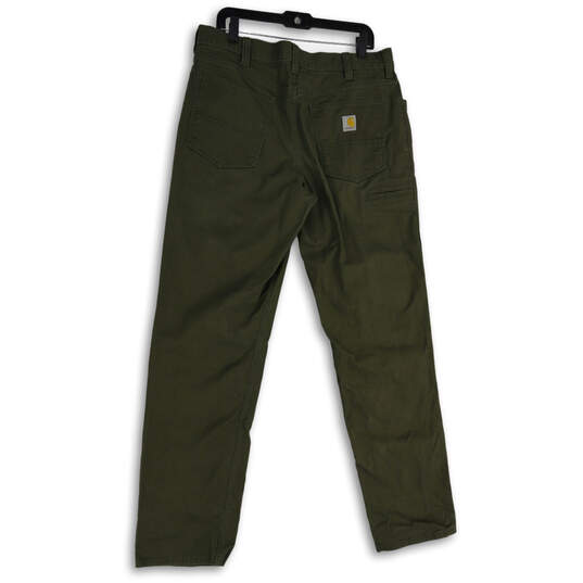Mens Green Denim 5-Pocket Design Straight Leg Work Pants Size 36x36 image number 2