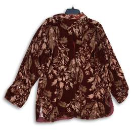 Soft Surroundings Womens Red Brown Floral Spread Collar Button-Up Shirt Size XL alternative image