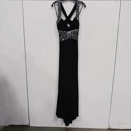 Adrianna Papell Hailey Logan Women's Black Sleeveless Split Neck Wide Strap Evening Maxi Dress Size 9/10