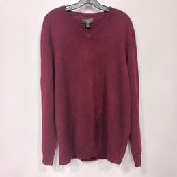 Club Room Men's Cashmere LS V Neck Pullover Sweater Cabernet Size XL NWT