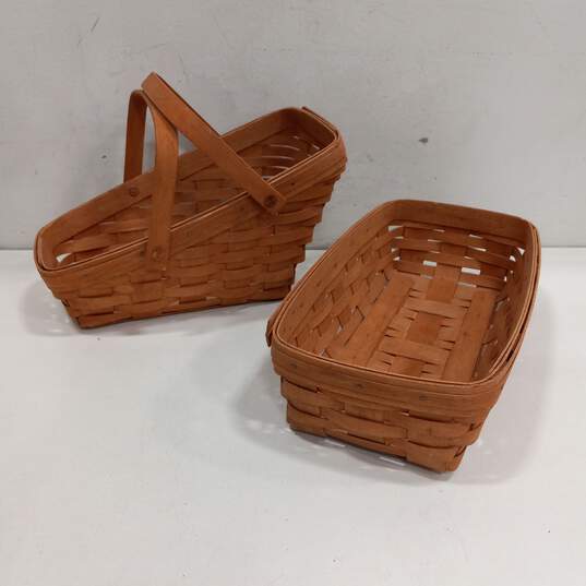 Set of 2 Brown Longaberger Hand Woven Basket image number 1