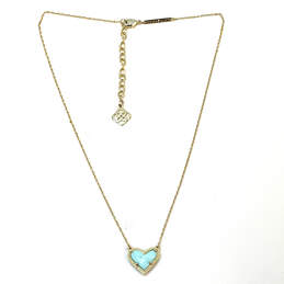 Designer Kendra Scott Gold-Tone Link Chain Turquoise Heart Pendant Necklace alternative image