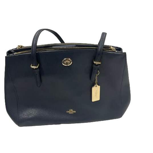 Crossgrain Leather Turnlock Carryall Navy/Gold image number 1