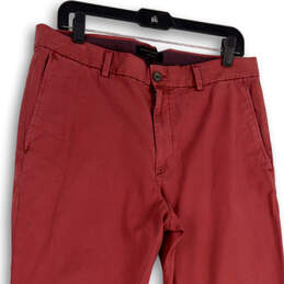 Mens Red Flat Front Slash Pocket Straight Leg Chino Pants Size 33x30 alternative image