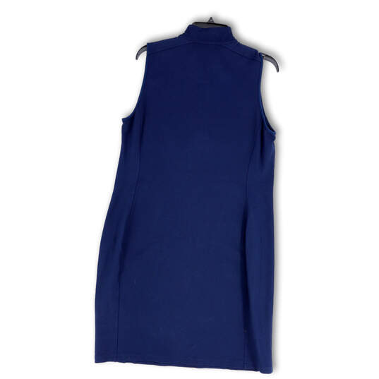 Womens Blue Sleeveless Mock Neck 1/4 Zip Short Tennis Shift Dress Size XL image number 2