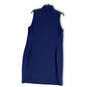 Womens Blue Sleeveless Mock Neck 1/4 Zip Short Tennis Shift Dress Size XL image number 2