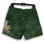 Free People Womens Green Camouflage Embroidered Raw Hem Cut-Off Shorts Size 8 image number 2
