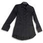 Womens Black Long Sleeve Spread Collar Button Front Shirt Dress Size 00 image number 1