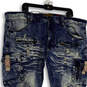 Mens Blue Denim Medium Wash Pockets Distressed Skinny Leg Jeans Size 44x34 image number 3