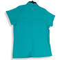 Womens Blue Puremotion 1/2 Zip Short Sleeve Pullover T-Shirt Size X-Large image number 2