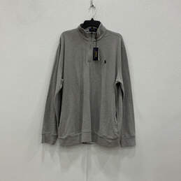 NWT Mens Gray Long Sleeve Mock Neck 1/4 Zip Pullover Sweatshirt Size XL