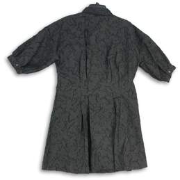 Womens Black Short Puff Sleeve Collared Knee Length Shirt Dress Size 10 alternative image