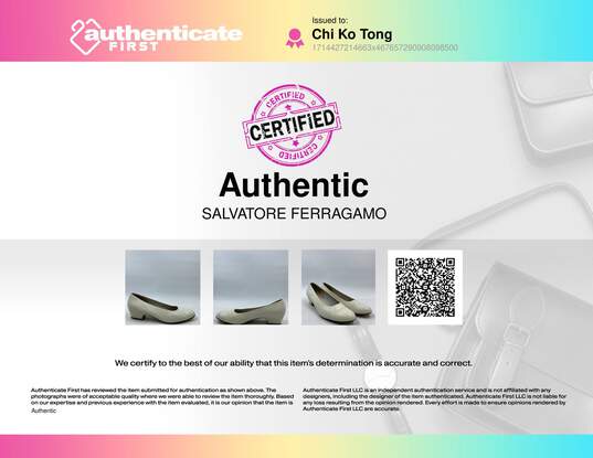 Authentic Salvatore Ferragamo White Kitten Heel W 10 image number 8