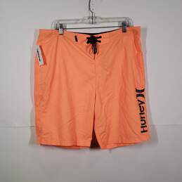 Mens Pockets Flat Front Drawstring Swim Board Shorts Size 36