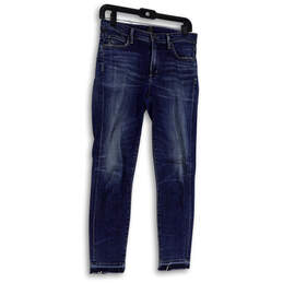 Womens Blue Medium Wash Regular Fit Pockets Stretch Skinny Jeans Size 28