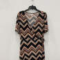 Womens Multicolor Chevron Short Sleeve V-Neck High Low Wrap Dress Size M image number 3